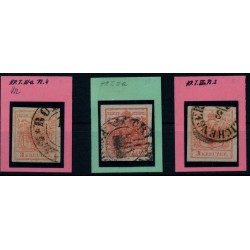 Österreich 1850 3Stk. Marke! Alle 3kr HANDPAPIERE mit Bestimmungen!