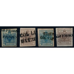 Österreich 1850 4Stk. Marke mit SCHIFFSTEMPELN! Interessant und Schön!