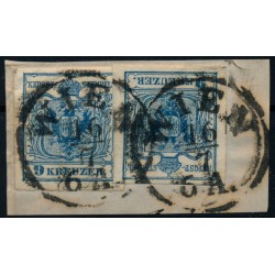 Österreich 1850 2*9kr auf Briefstück, TREPPENARTIG GEKLEBT! WIEN. Schön!