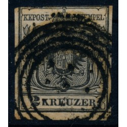Österreich 1850 2kr, schwarz, HP, Type I. VIERRINGSSTEMPEL von WIEN