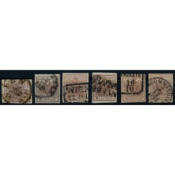 Österreich 1850 6Stk. Marken! Alle 6kr HANDPAPIERE! Schöne FARBVARIANTE!