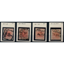 Österreich 1850 4Stk. Marke! Alle 3kr HANDPAPIERE mit Bestimmunge!