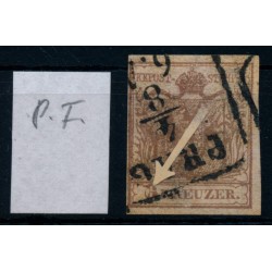 Österreich 1850 6kr, PLATTENFEHLER:weiße Fleck im '6'! PRAG. Schön!