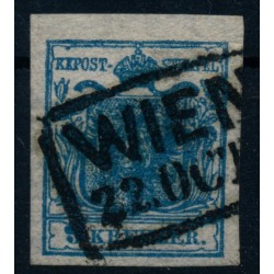 Österreich 1850 9kr, HP, Type II. UNTERLEGTE MITTE! WIEN. Sehr schön!