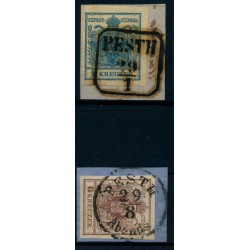 Österreich 1850 2Stk.Marke:-9kr, und -6kr, Verschiedene PESTH. Schön!