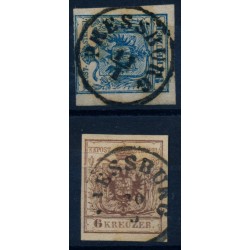 Österreich 1850 2Stk.Marke:-9kr, und -6kr, PRESSBURG (U)