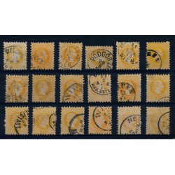 Österreich 1867 18Stk.Marken! Alle 2kr, gelb, Schöne Farben/FARBVARIANTE