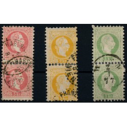 Österreich 1867 3Stk. Senkr.PAARE! Mit WIEN Stempeln. Schön!