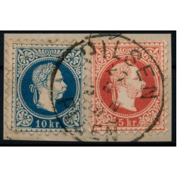 Österreich 1867 2-Fraben-Frankatur:10+5kr, feiner Drucks! PILSEN. Schön!