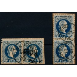 Österreich 1867 10kr, PAARE! Verschiedene WADOWICE (Galizien) Stempeln
