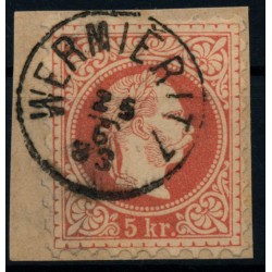 Österreich 1867 5kr, WERMIERITZ (B) Kl:25P! Schön!