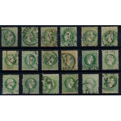 Österreich 1867 18Stk.Marken! Alle 3kr, grün! Schöne Farben/FARBVARIANTE