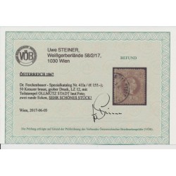 Österreich 1867 50kr, gD, Lz12, Kw:155,-€! OLLMÜTZ (M) VÖB! Sehr schön!