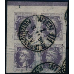Österreich 1867 Zeitungsmarke, 4-BLOCK! ECKRANDSTÜCK, BALKEN! WIEN.
