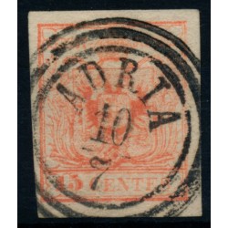 LOMBARDEI-VENETIEN 1850 15C, MP, Type III. ADRIA Schön!