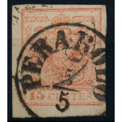 LOMBARDEI-VENETIEN 1850 15C, MP, Type III. PERAROLO