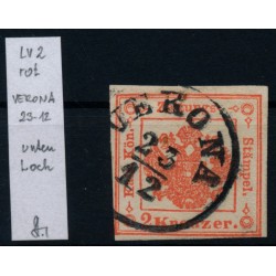 LOMBARDEI-VENETIEN 1850 2kr, Zeitungsstempelmarke, FARBTIEF! VERONA Sig