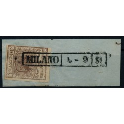 LOMBARDEI-VENETIEN 1850 30C, HP, Type I. PLATTENFEHLER! MILANO Stempel