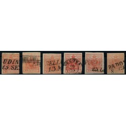 LOMBARDEI-VENETIEN 1850 6Stk.Marken! Alle 15C HANDPAPIERE! Schöne Farben