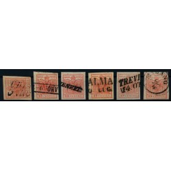 LOMBARDEI-VENETIEN 1850 6Stk.Marken! Alle 15C HANDPAPIERE! Schöne Farben