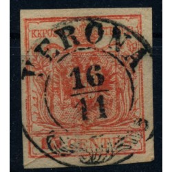 LOMBARDEI-VENETIEN 1850 15C, HP, Type III. PAPIERFALTE! VERONA.