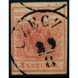 Österreich 1850 3kr, MP, Type III. CZECZE (U) Mü:20P!