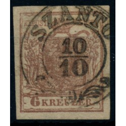 Österreich 1850 6kr, MP, Type III. ÜBERFÄRBTER DRUCK! SZÁNTÓ (U) Mü:50P!