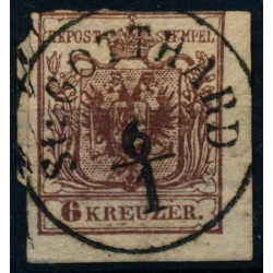 Österreich 1850 6kr, HP, Type III. St:GOTTHARD (U) Mü:15P!
