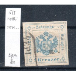 Österreich 1850 1kr, HELLBLAU, ZEITUNGSSTEMPELMARKE! Type I. Signum!