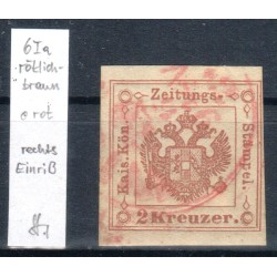 Österreich 1850 2kr RÖTHLICHBRAUN! Zeitungsstempelmarke, ROTSTEMPEL! Sig