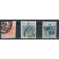Österreich 1850 3Stk.Marke! Alle HANDPAPIERE mit PLATTENFEHLERN!