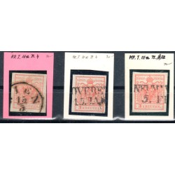 Österreich 1850 3Stk.Marke! Alle 3kr, mit Bestimmungen! Interessant!