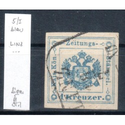 Österreich 1kr, blau, Zeitungsstempelmarke, Type I. LINZ. STRAKOSCH Sig