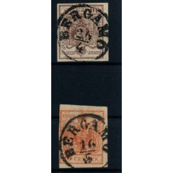 LOMBARDEI-VENETIEN 1850 2Stk.Marke:-30C, und -15C, BERGAMO