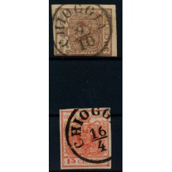 LOMBARDEI-VENETIEN 1850 2Stk. Marke:-30C, und -15C, CHIOGGIA