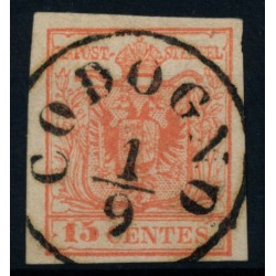 LOMBARDEI-VENETIEN 1850 15C, MP, Type III. CODOGNO. Schön!