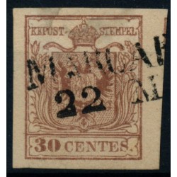 LOMBARDEI-VENETIEN 1850 30C, MP, Type III. MARCARIA