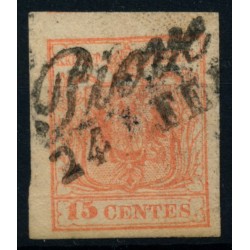 LOMBARDEI-VENETIEN 1850 15C, MP, Type III. KARTONPAPIER:0,13mm! PIOVE