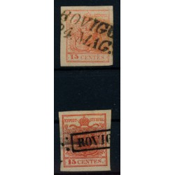 LOMBARDEI-VENETIEN 1850 2Stk.Marke:-15C, Verschiedene ROVIGO