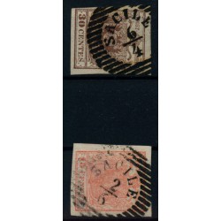 LOMBARDEI-VENETIEN 1850 2Stk.Marke:-30C, und -15C, SACILE. Schön!