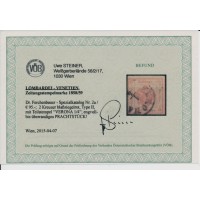 LOMB-VEN 1858/59 2kr, Zeitungsstempelmarke, BLAßZIEGELOT! VERONA, VÖB! P