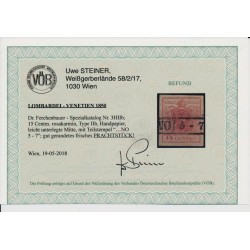 LOMBARDEI-VENETIEN 1850 15C, ROSAKARMIN! HP, Type II.b, Leicht U.M.! VÖB
