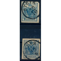 Österreich 1850 2Stk.Marke:beide 9kr, MP, Type III. STEYR (Oö)
