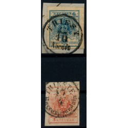 Österreich 1850 2Stk.Marke:9kr und 3kr, Verschiedene TRIEST (Kü)