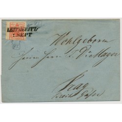 Österreich 185. 3kr, RAND:5mm! PLATTENFEHLERN! Brief LEITMERITZ (B)