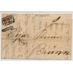 Österreich 1852 6kr, HP, Type I. Brief, RECHNUNG! WIEN nach BRÜNN. Schön