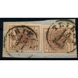 Österreich 1850 2*6kr auf Briefstück, MP, Type III. TRIEST/Abends