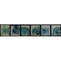 Österreich 1850 6Stk.Marken! Alle 9kr, HP, TYPE II.! Schöne FARBVARIANTE
