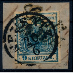 Österreich 1850 9kr, MP, Type III. DOPPELENTWERTUNG:GRATZ+NEUSATZ. Schön