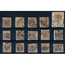 Österreich 1850 15Stk.Marken! Alle 6kr, MASCHIENENPAPIERE! Schöne Farben